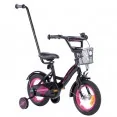 Rowerek dziecięcy 12 cali TomaBike PLATINUM z prowadnikiem | Czarno-Różowy